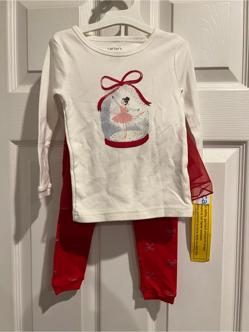 Carter's White and Red Ballerina Snow Globe Pajama Set with Tutu